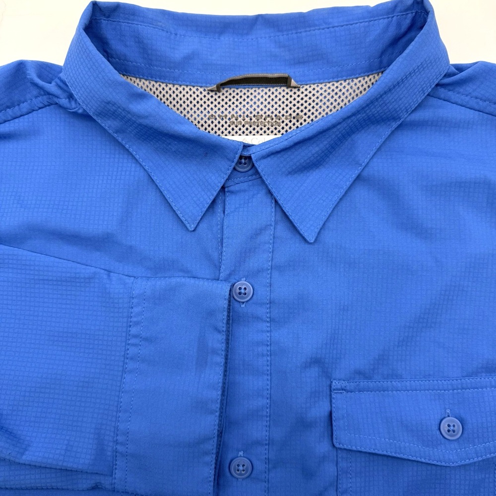 Columbia Men's Omni-Shade XL Solid Blue Fishing Outdoor Long Sleeve Button Up